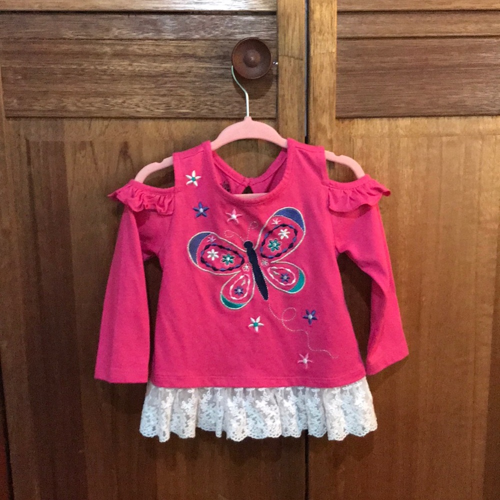 Pink butterfly long sleeve top